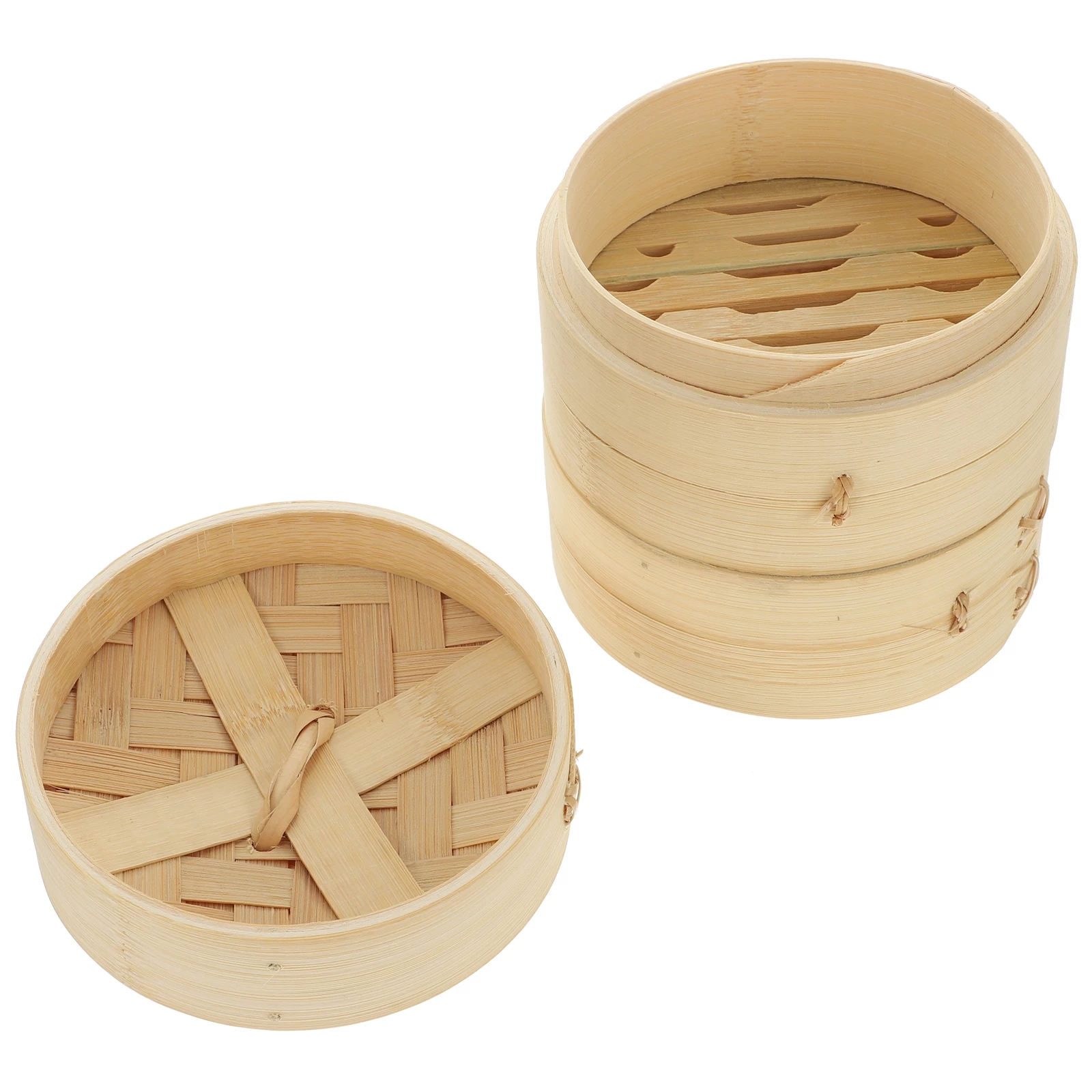 1 Set Handmade Bamboo Steamer Cooking Tool For Kitchen Food With Lid