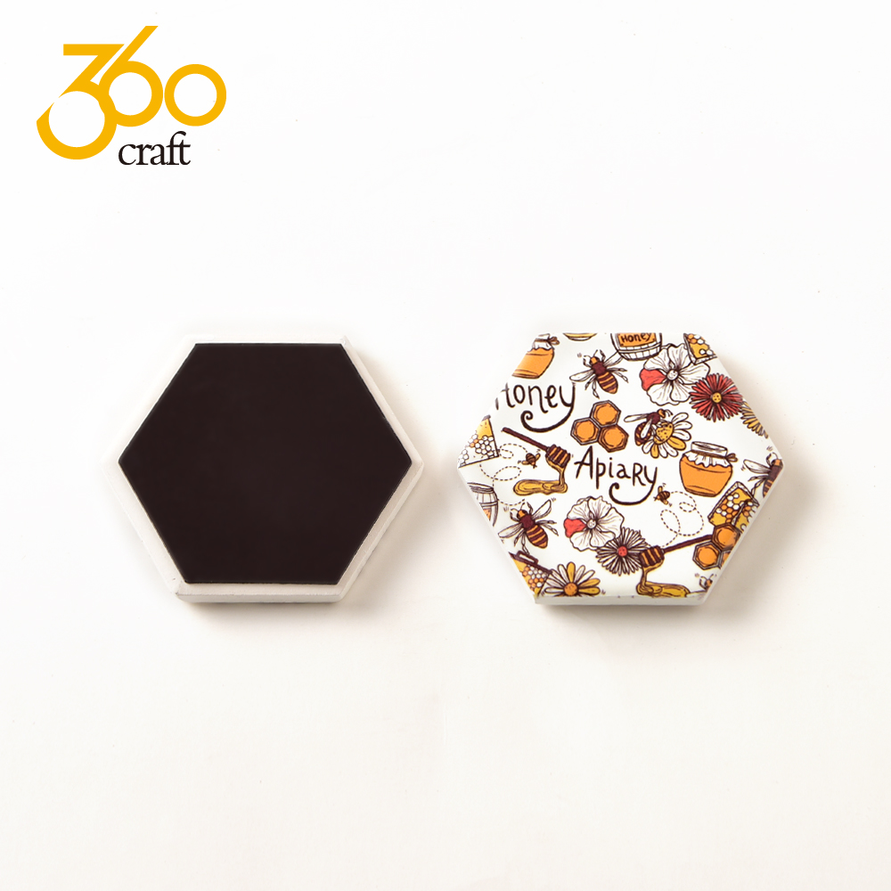 Hexagon Shape Custom Print Blank Fridge Magnet For Souvenir