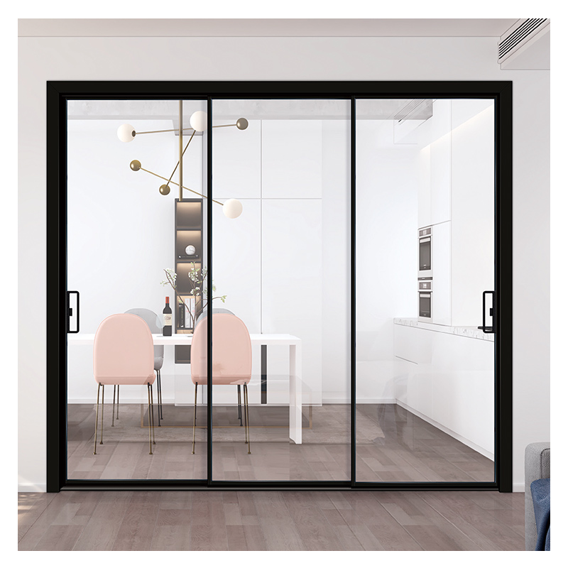 Hihaus hot frameless aluminum interior noiseless sliding door with double glass