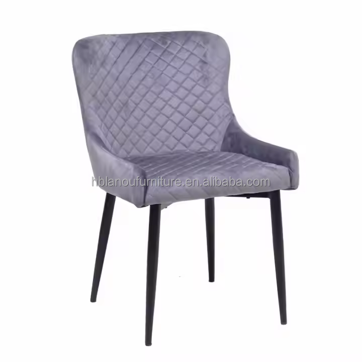 Big discount modern cheap high quality luxury Comfortable Dining Room Furniture Dining Velvet Fabric Chair With Black Metal Leg