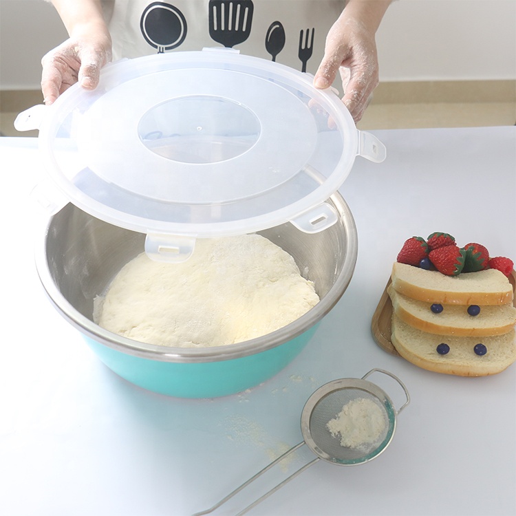 Hot sale Kitchen accessories stainless steel mixing salad bowl set with airtight lid