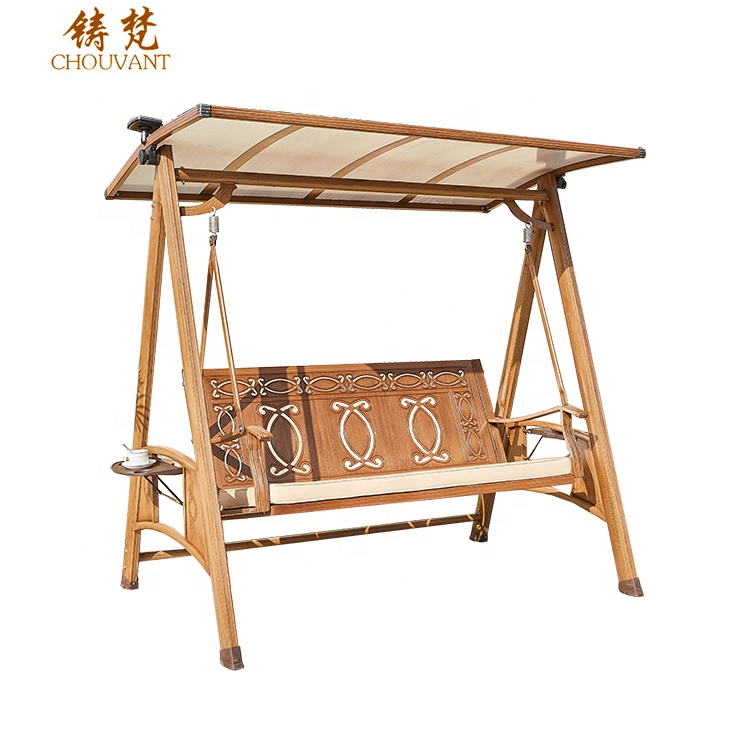 High quality 3 seater swing luxury canopy aluminium durable hanging Chair outdoor double seat aluminum rope swing chair