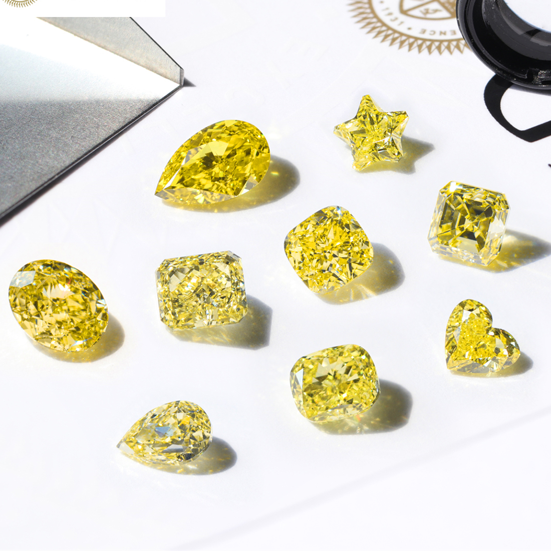 Cushion radiant pear loose moissanite vivid yellow moissanite oval yellow moissanite