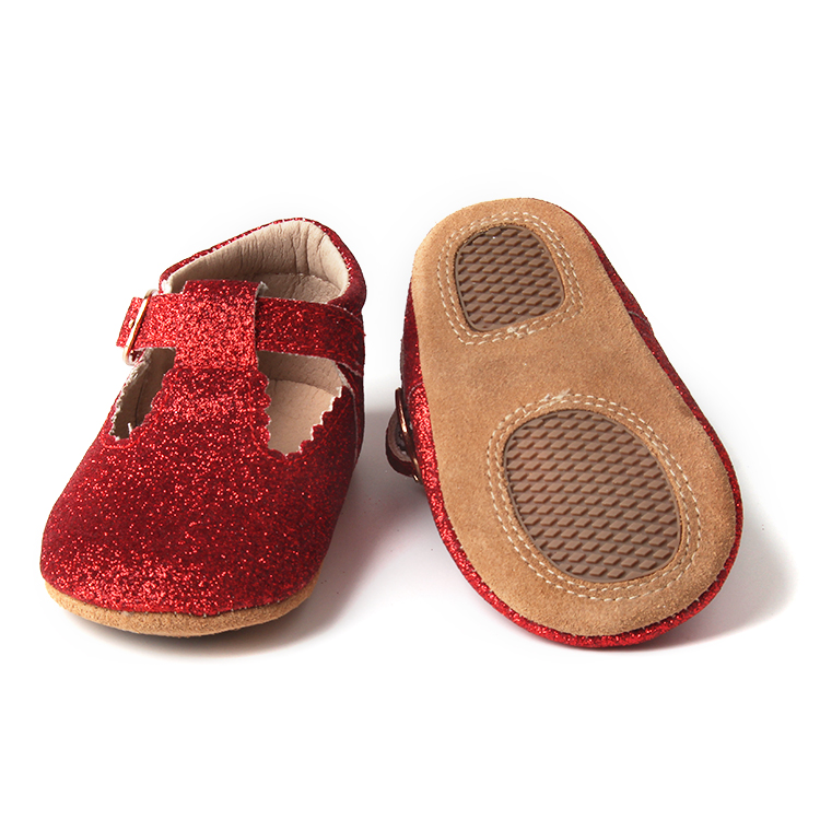 Handmade Toddlers Footwear Boys Girls Mary Jane Shiny T Bar Dress Shoes for Baby