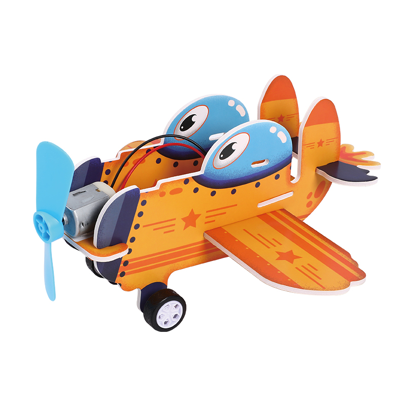 DIY assembly aerodynamic airplane with fan blades environmental science experiments kit for kids