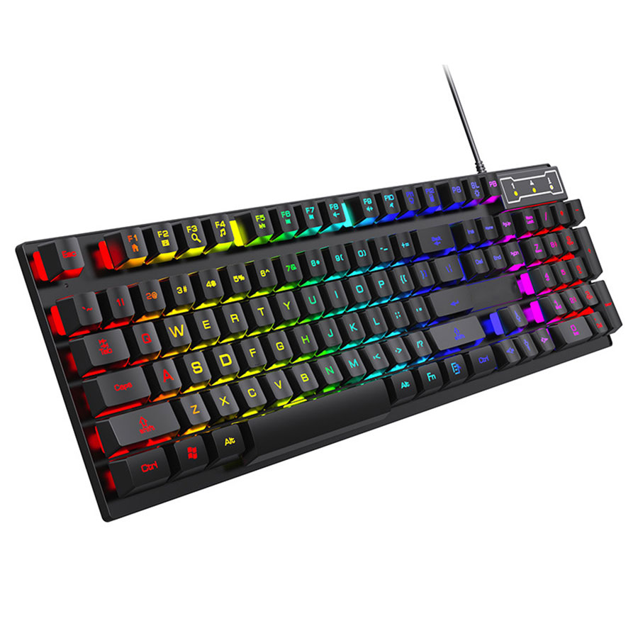 Последняя Радуга RGB игровая клавиатура 104 ключей USB Проводная многофункциональный компьютер PC Механическая игровая клавиатура