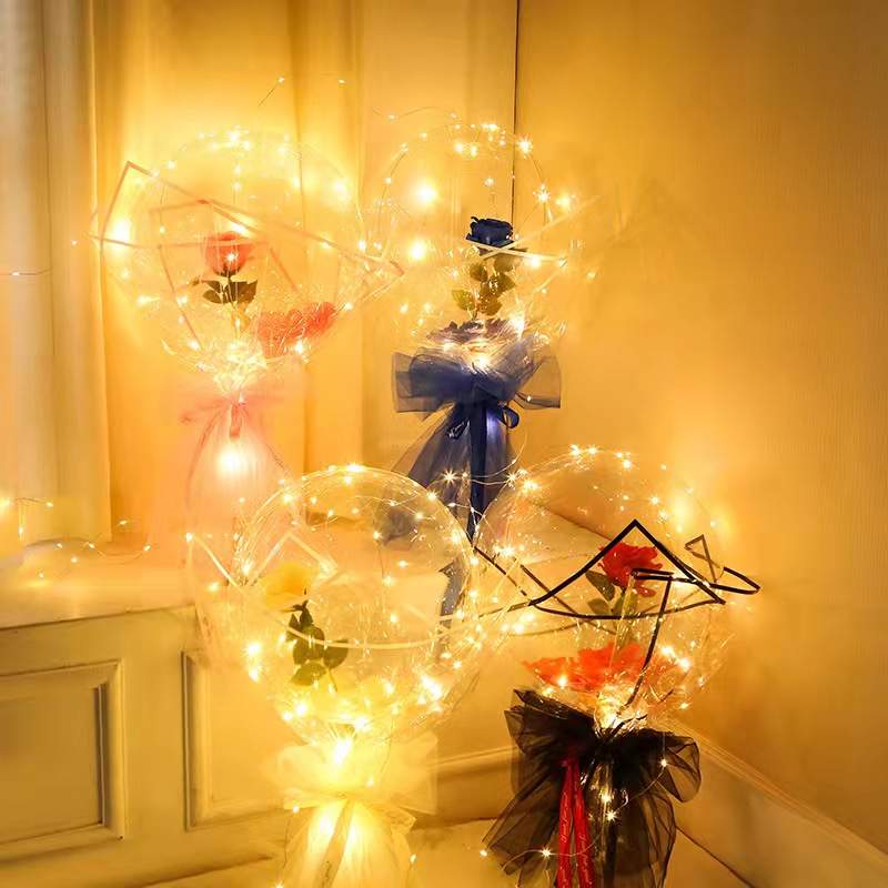 22inch LED Light Luminous Balloon Bouquet Rose Party Lamp Romantic Wedding Birthday Gift Christmas Decoration Balloon Bouquet