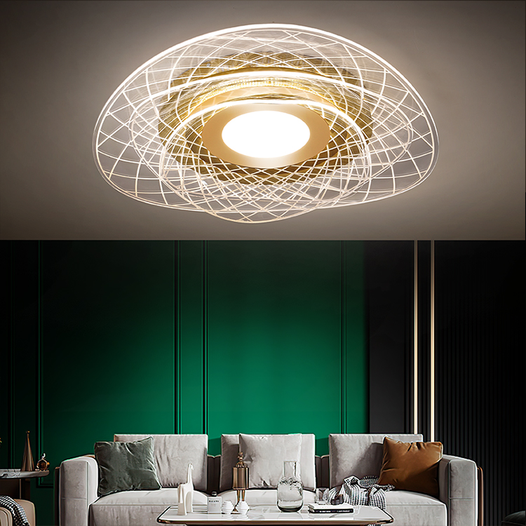 High Quality Gold Indoor Decorative Residential Household Acrylic Modern Led Ceiling Light