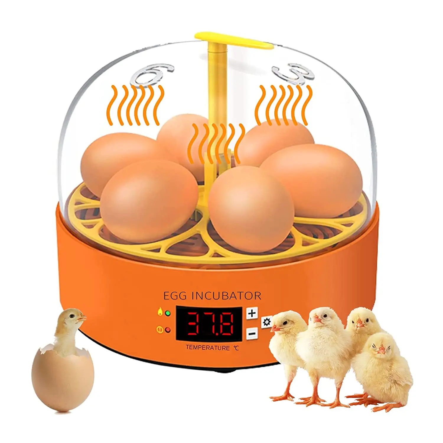 Egg Incubator 6 Eggs Poultry Hatching Machine with Automatic Egg Turning and Temperature Control for Chicken Quail
