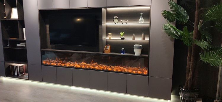 79-inch LED multicolor simulated flame without heat trim electric fireplace