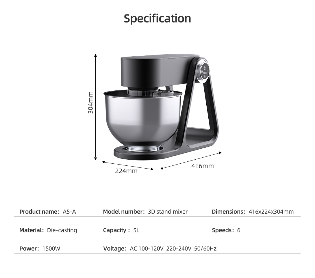 2023 Manufacturer New Planetary Electric Stand Food Mixer 1500W 5L Cake Bread Dough Food Mixer