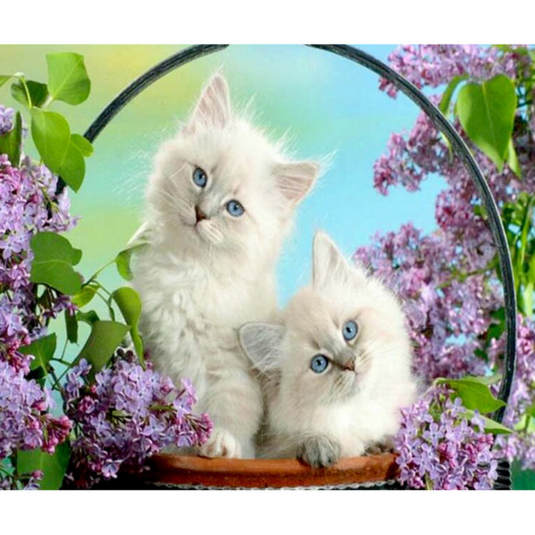 Hot sale cute cat pattern decorative painting wall art digital oil painting diamond painting