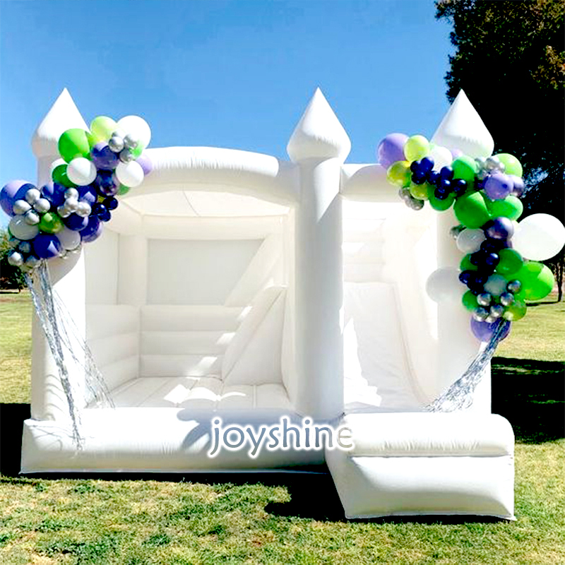 Huge White And Purple Bounce Houses Commercial Infiatable House Kids Slide Combo 10X10 Langko 13Ft Inflatables