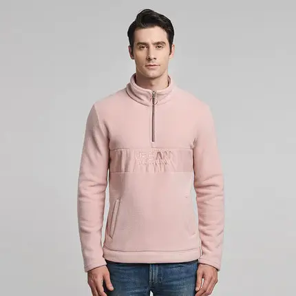 Newest Custom Design Pullover 1/4 zip wind fleece recycled jacket warm for men