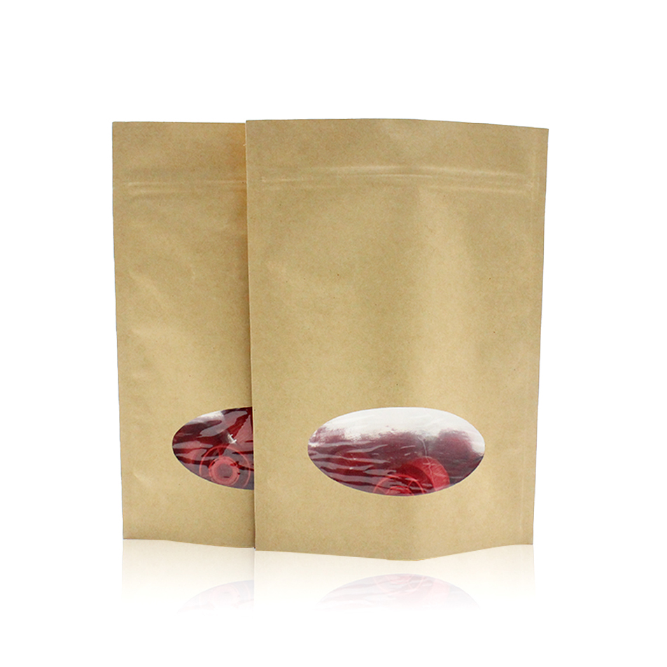 Resealable Ziplock Biodegradable Kraft Paper Bag Eco Friendly
