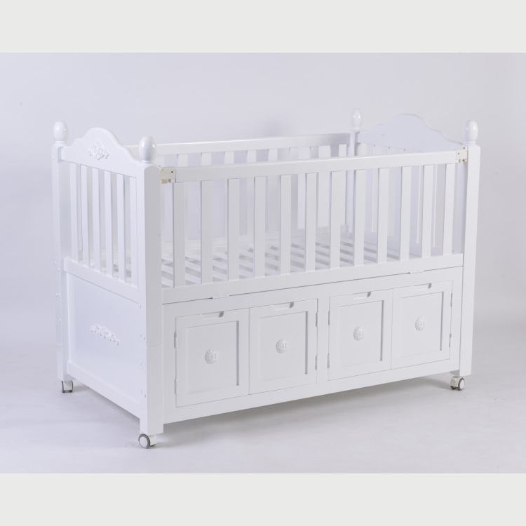 Multifunctional Baby Furniture Nontoxic Solid Wood White Daycare Baby Cot Baby Bed Crib