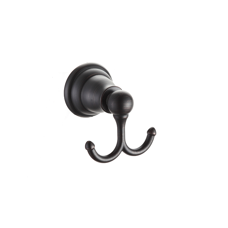 Modern Nickel Brushed Hotel Chrome Bathroom Accessories Black Double Robe Hook