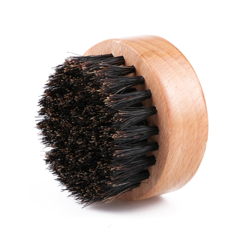 Round Barber shop Men's beauty care wooden bristles and beard cleaning combing brush