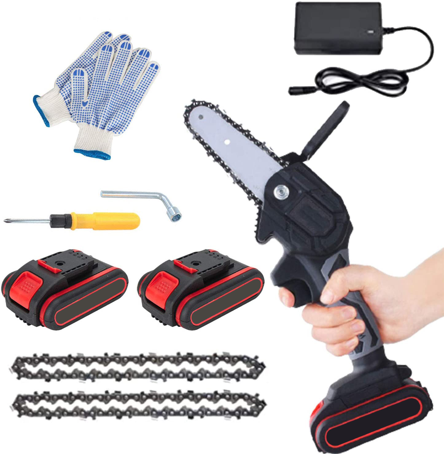 Professional high quality cordless power mini electric Garden Pruning Wood Cutting Chain saw set kit