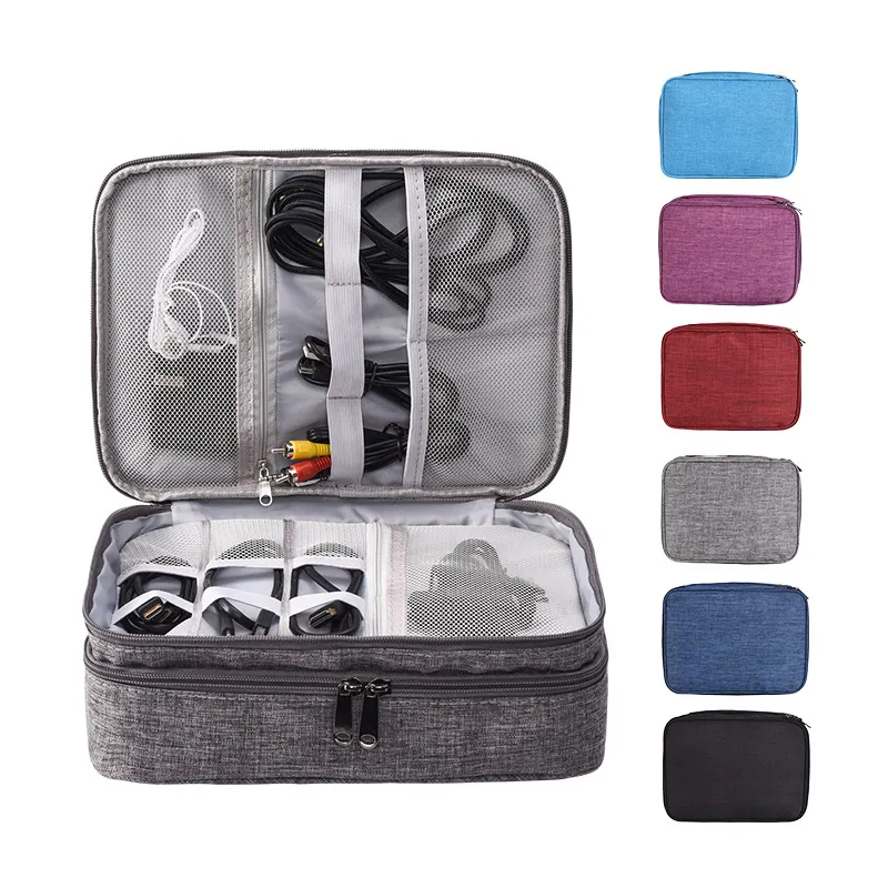 Fashion Cable Organizer Bag Digital Storage 3-layer Multi-Functional Travel Electronics Accessories Bag