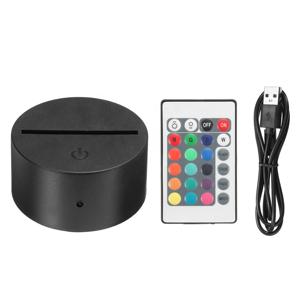 Wholesale 16 Colors Changing Remote Control 3D LED Night Light Base, RGB Acrylic USB Night Lamp Base with Touch Switch