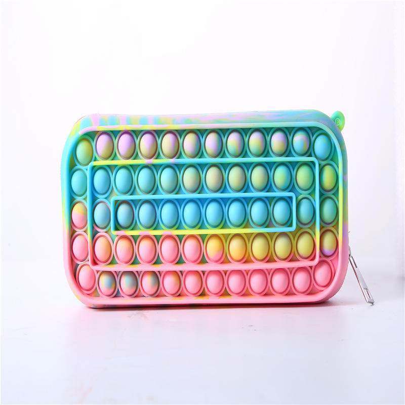 Silicone Sensory Zipper Pen Lapicera Astuccio Estojo Topper Trousse Box Bag Pouch Push Bubble Pop Fidget Toy Pencil Case