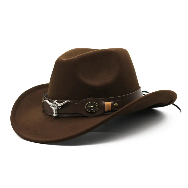 High Quality Sombrero Mexican Jazz Hat In Stock Handmade Wide Brim Cowboy Hat Men Wool Cowboy Hat