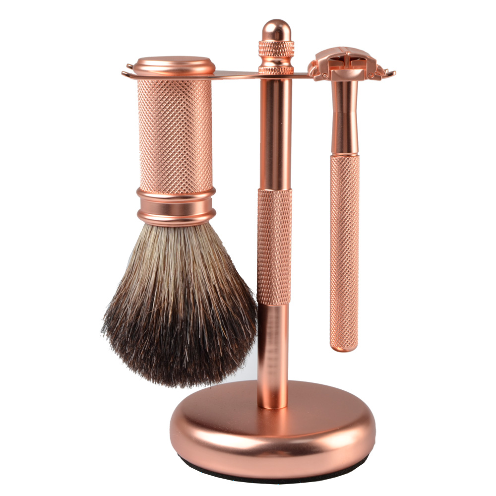 Classic Black Safety Shaving Razor Set with Black Badger Shaving Brush