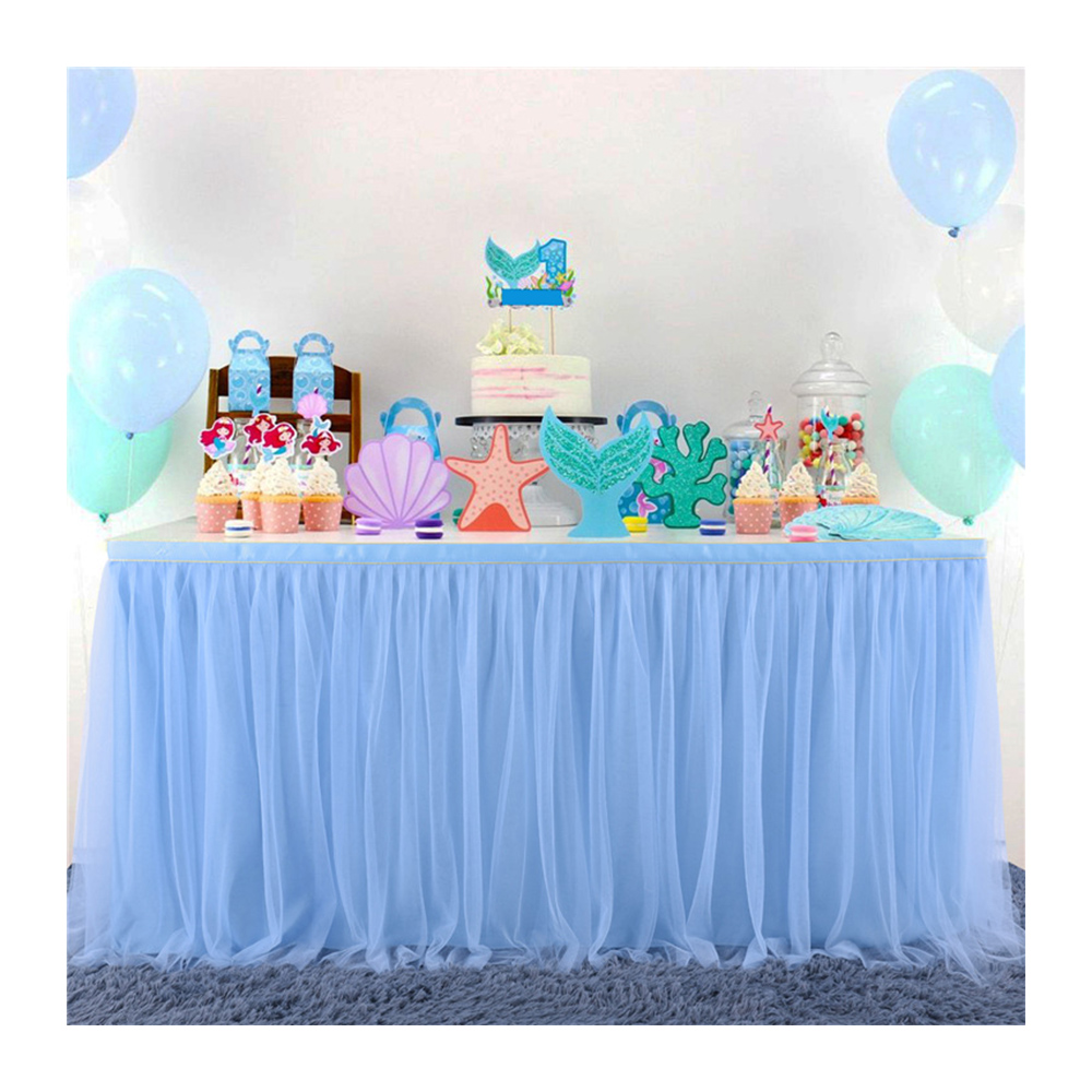 Amazon hot Wedding Birthday Tulle table cloth party decoration tutu table skirt