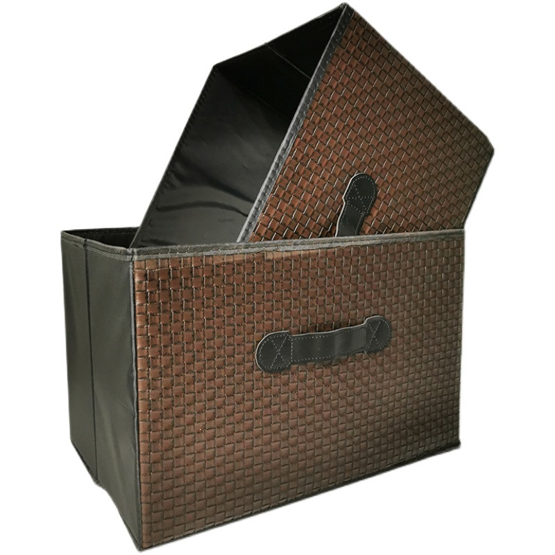 Stackable clothes storage basket bins Foldable Faux Leather Box Woven Fabric Storage Box Cubes Containers