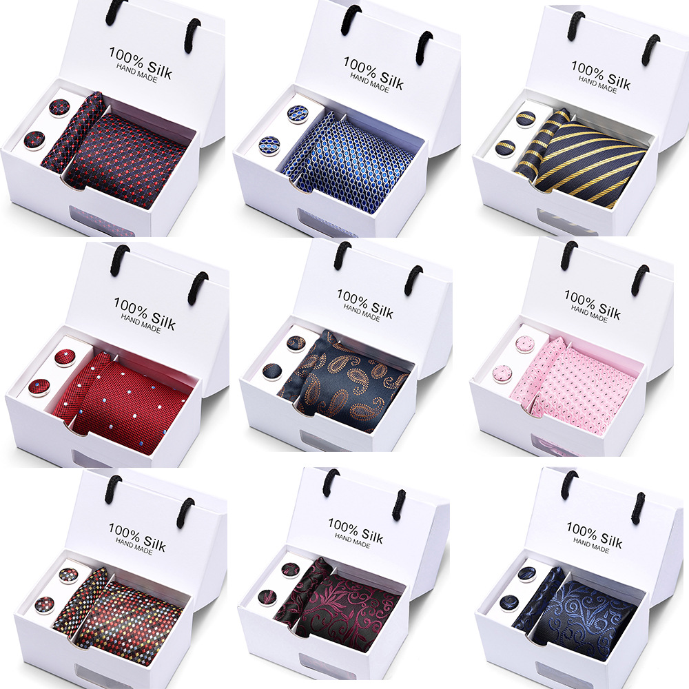 Custom Men's tie spot gift box 5-piece set team necktie business formal wear wedding factory wholesale spot stripe necktie