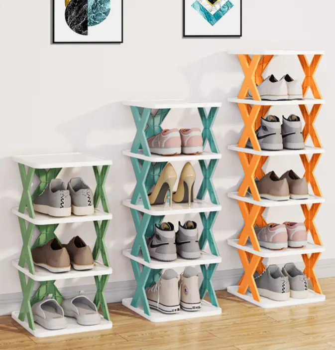 Removable Nordic style simple shoe stand multifunctional foldable shoe storage rack DIY plastic shoe rack organizer