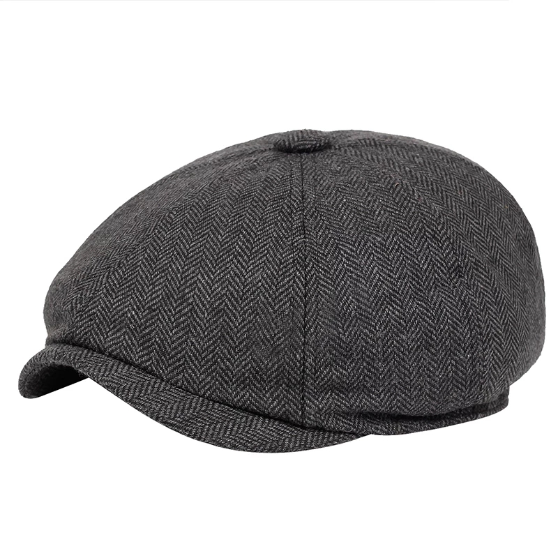 Vintage Herringbone Gatsby Tweed peaky blinders hat Newsboy Beret Hat Spring Autumn Winter Beret Man Flat Peaked Beret Hats
