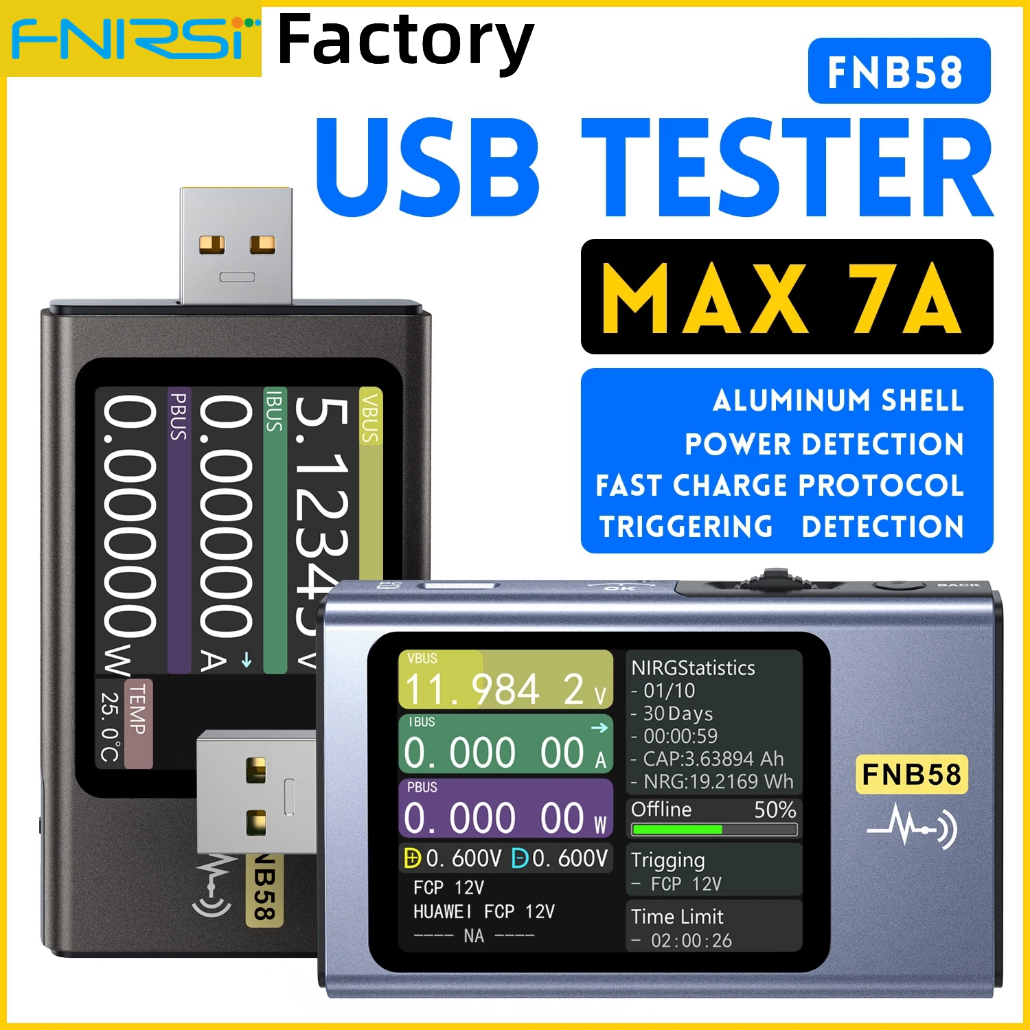 FNIRSI-FNB58 USB Тестер Вольтметр Амперметр TYPE-C Быстрая зарядка пуска обнаружения емкость измерения пульсации измерения