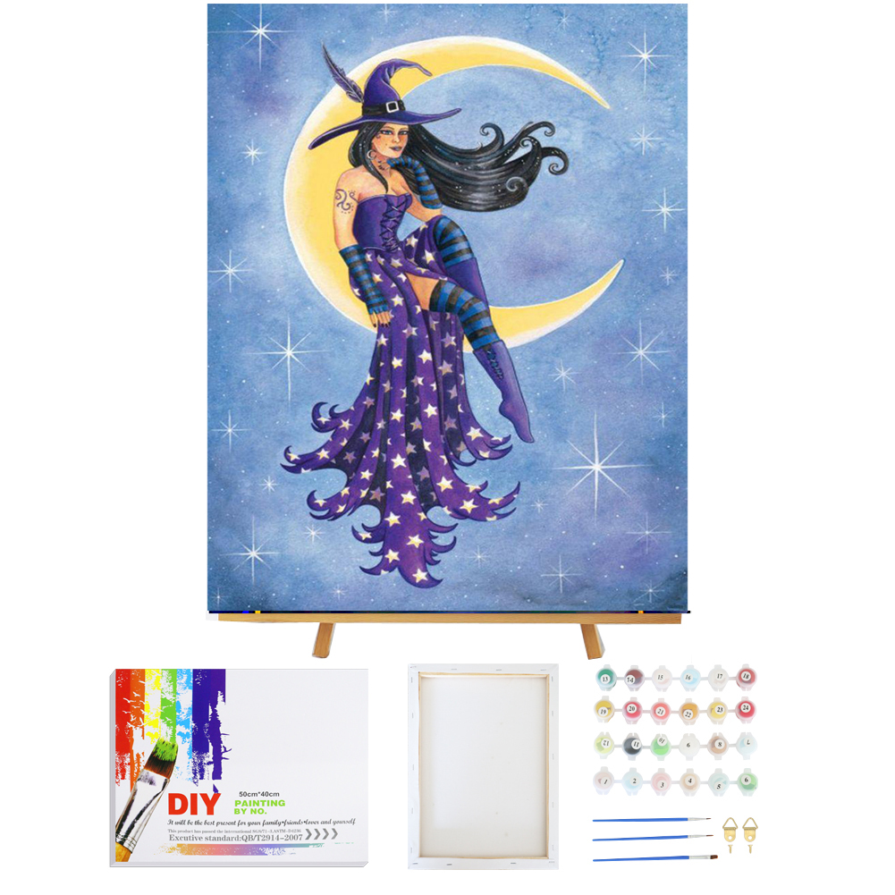 DIY Canvas Painting Paintworks Paint by Number Kits Adults Framed Moon girl customized Paint by Numbers for Kids Beginner