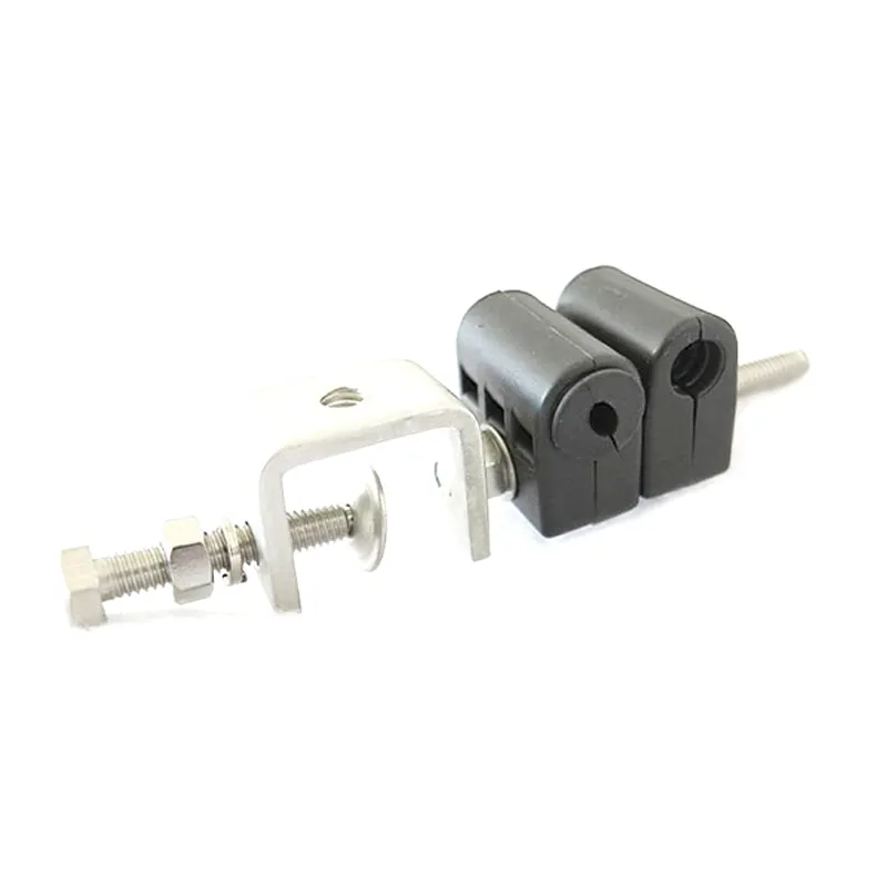 Customizable single hole stainless steel feeder clamp/power and fiber optics clamps for telecom cable installation