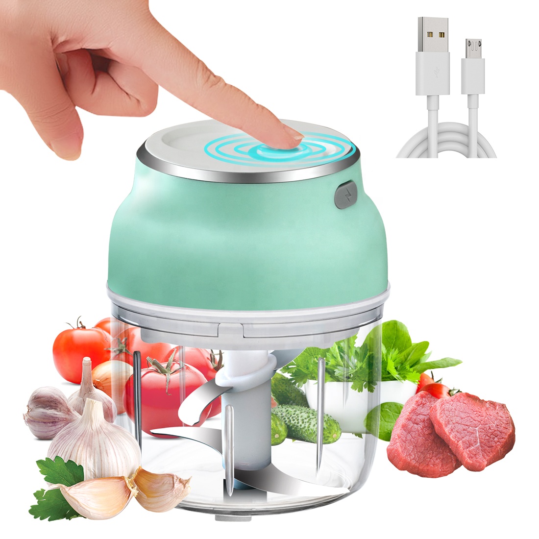 TOWDIY электрический маленький Овощной мини-измельчитель для мяса с usb-разъемом для зарядки