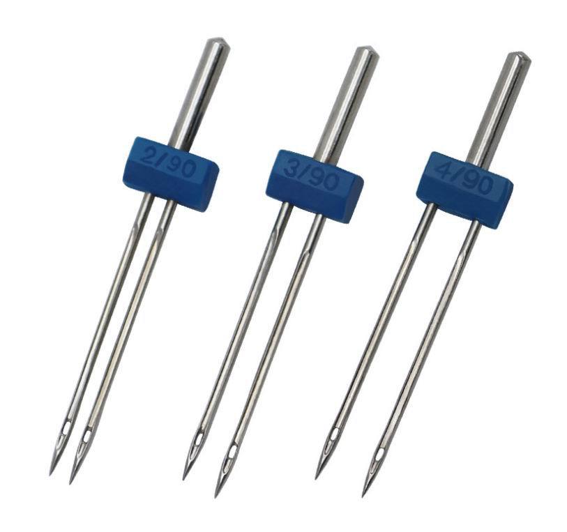High Embroidery Twin Double Machine Needles 2.0 3.0 4.0/90 Sewing Needles Tools Metal Plastic Box Household Sewing Machine
