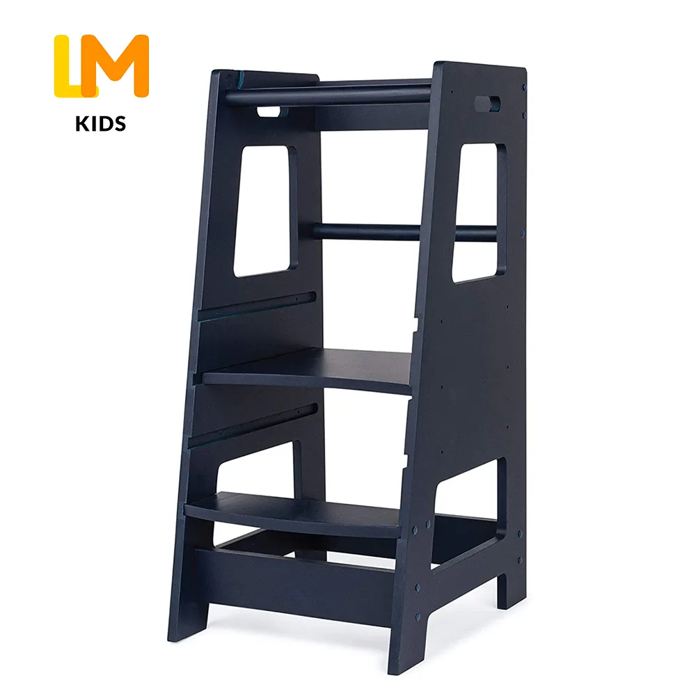 LM KIDS Kitchen Helper Tower Children Montessori Toddler Adjustable Height Nursery Step Stools Wooden Learning Tower