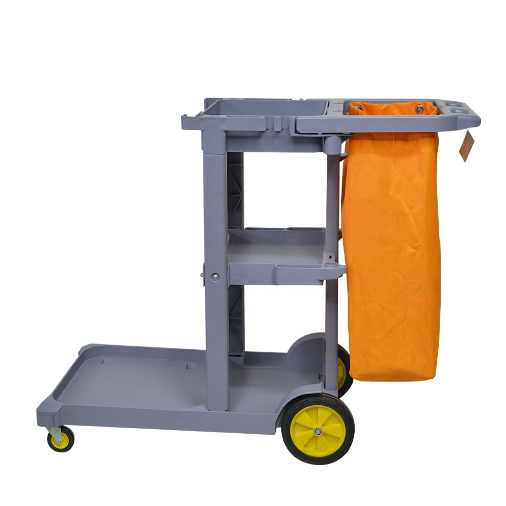 New Product Plastic Cleaning Janitor Cart Multifunction housekeeping cleaning trolley