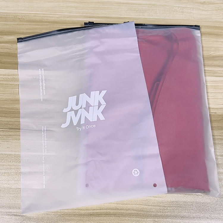 Free Personalized Custom Printing Brand Logo Poly Eva Frosted Zip Lock Packaging Bag For Clothing