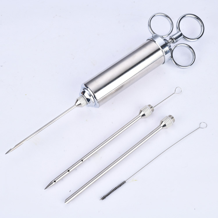 Outdoor BBQ Grilling Stainless Steel Meat Flavor Injector With Needle