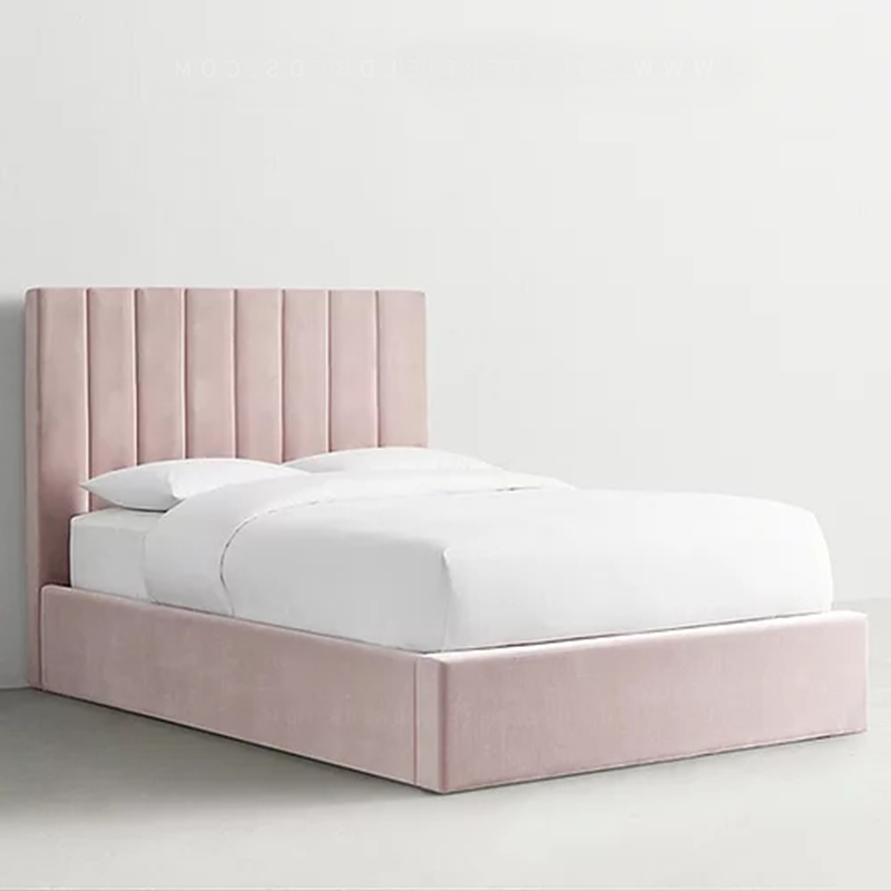 European Velvet Upholstered Simple Style Luxury Bedroom Furniture Twin Size Soft Bed