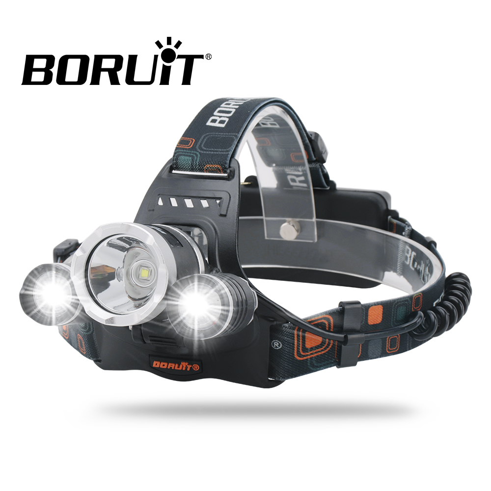 BORUiT RJ-3000 4 цвета вариант XM-L2 головная лампа высокой мощности 5000 Люмен USB Перезаряжаемый светодиодный налобный фонарь