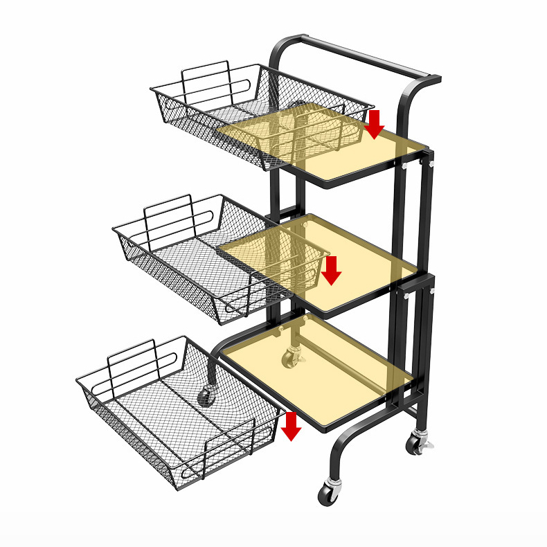 Kitchen Floor-standing Trolley Rack Foldable Multipurpose Kitchen Vegetable And Fruit Storage Holders