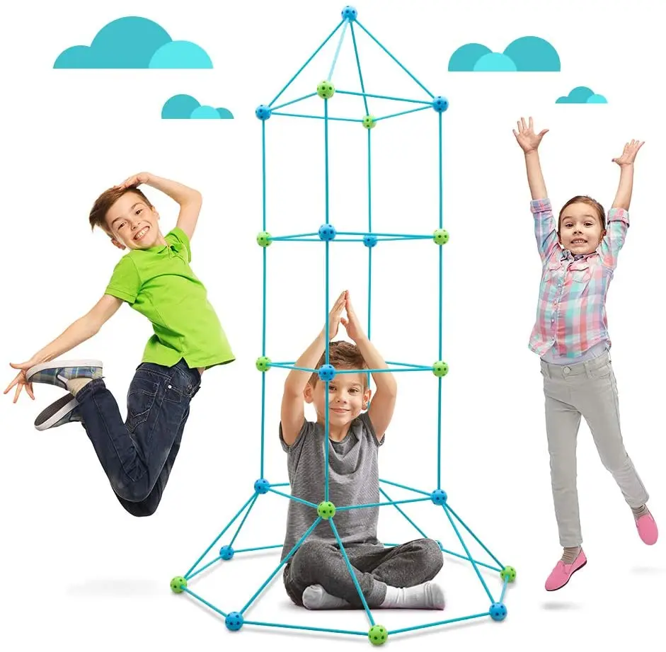 ZG Kids Learning Toys 87 PCS Fort Building Kit Construction DIY Building Castles Tunnels Play Tent Creative Fort Toy