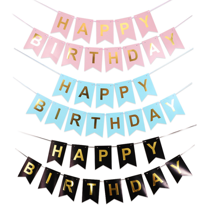 QAKGL Party decoration big size and small size color assortment Happy birthday paper banner