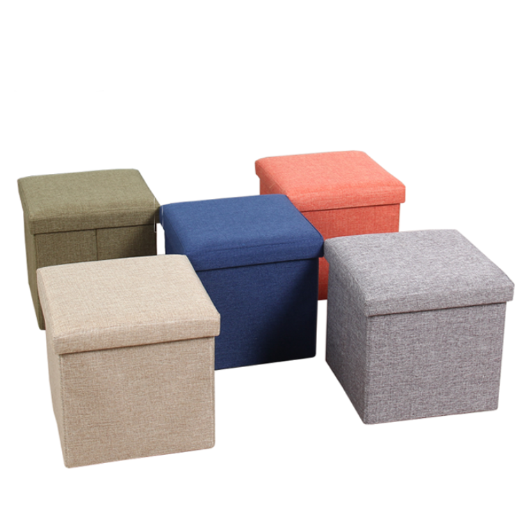 Modern luxury velvet space save foldable step storage pouf Ottoman stool square leather Ottoman bench storage box