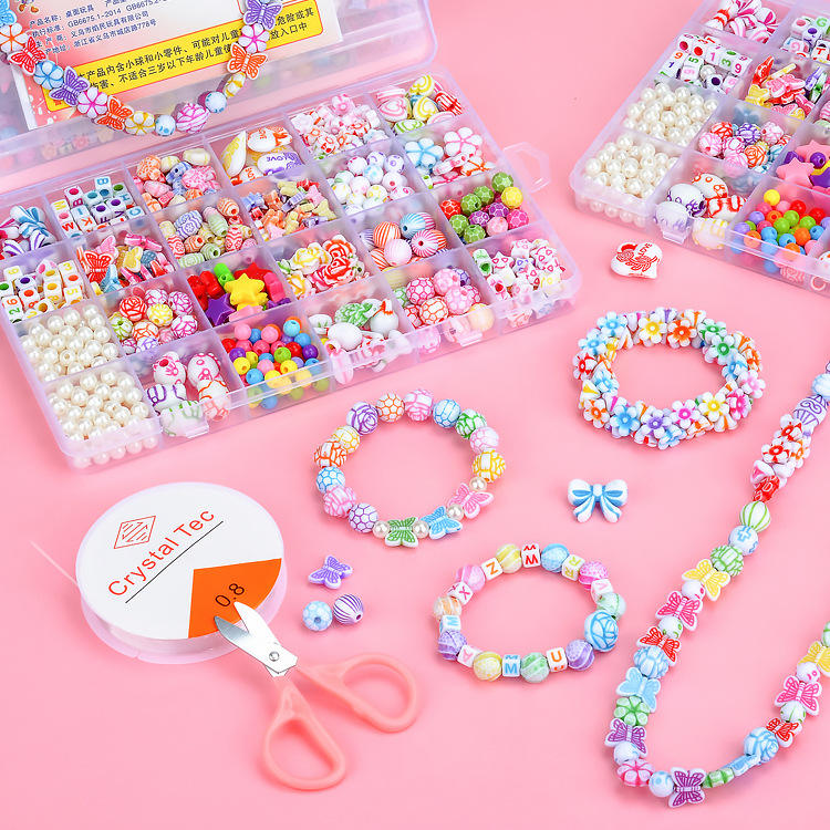 24 Grids Acrylic Children Beads Kits Toys Colorful Diy Beads For Jewelry Making
