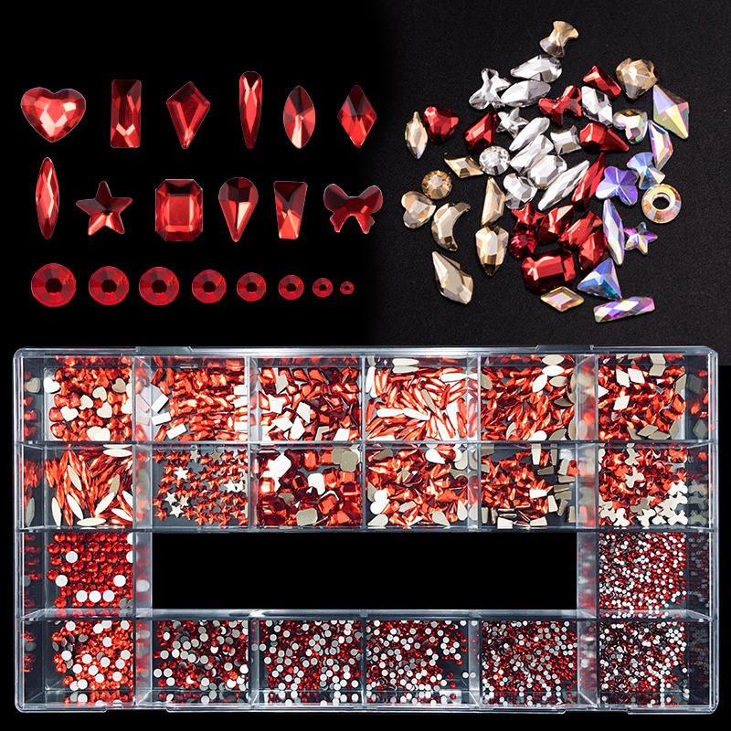 Nail Art Decoration AB Color Mixes Shape Diamond Manicure DIY Rhinestone Jewelry Set Glass Stone Crystal Nails Rhinestones Packs